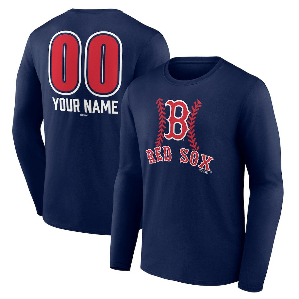 Boston Red Sox Personalized Name & Number Fastball Long Sleeve T-Shirt - MLB T-shirts