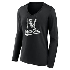 Chicago White Sox Women's Personalized Name & Number Fastball Long Sleeve V-Neck T-Shirt - MLB T-shirts