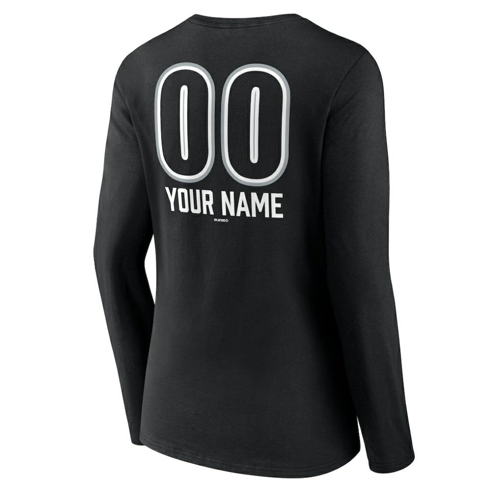 Chicago White Sox Women's Personalized Name & Number Fastball Long Sleeve V-Neck T-Shirt - MLB T-shirts