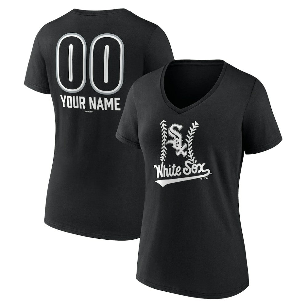 Chicago White Sox Women's Personalized Name & Number Fastball V-Neck T-Shirt - MLB T-shirts