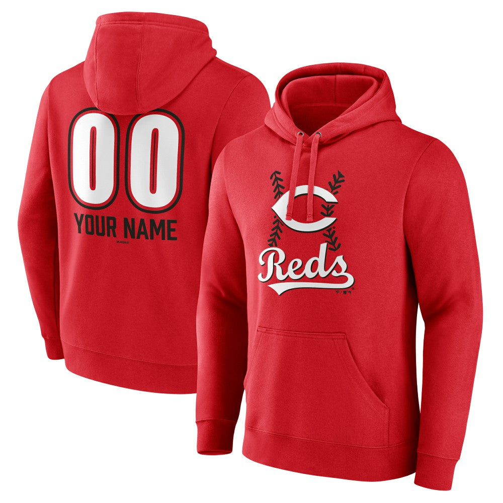 Cincinnati Reds Personalized Name & Number Fastball Pullover Hoodie - MLB Hoodies