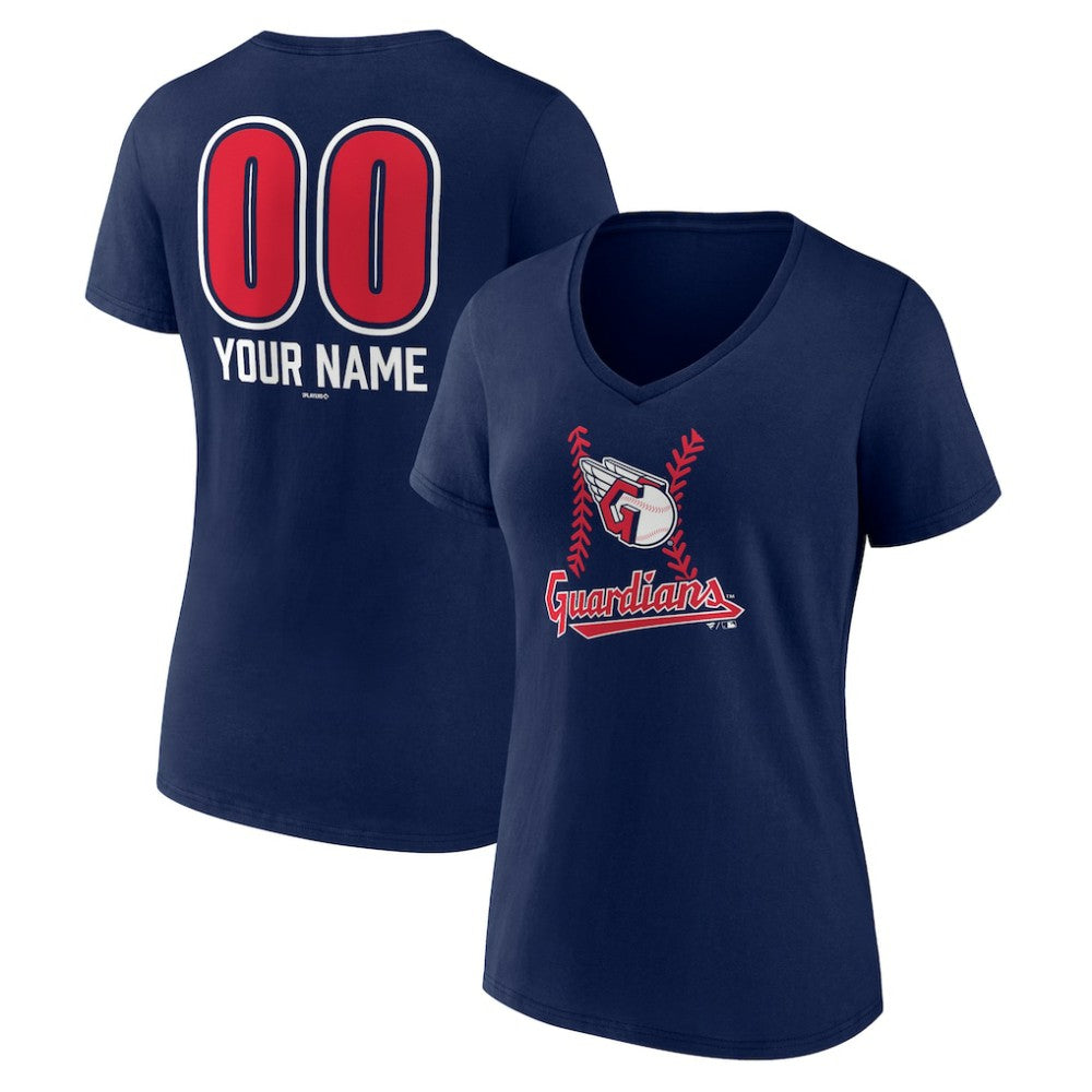 Cleveland Guardians Women's Personalized Name & Number Fastball V-Neck T-Shirt - MLB T-shirts