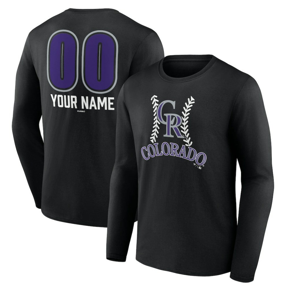 Colorado Rockies Personalized Name & Number Fastball Long Sleeve T-Shirt - MLB T-shirts