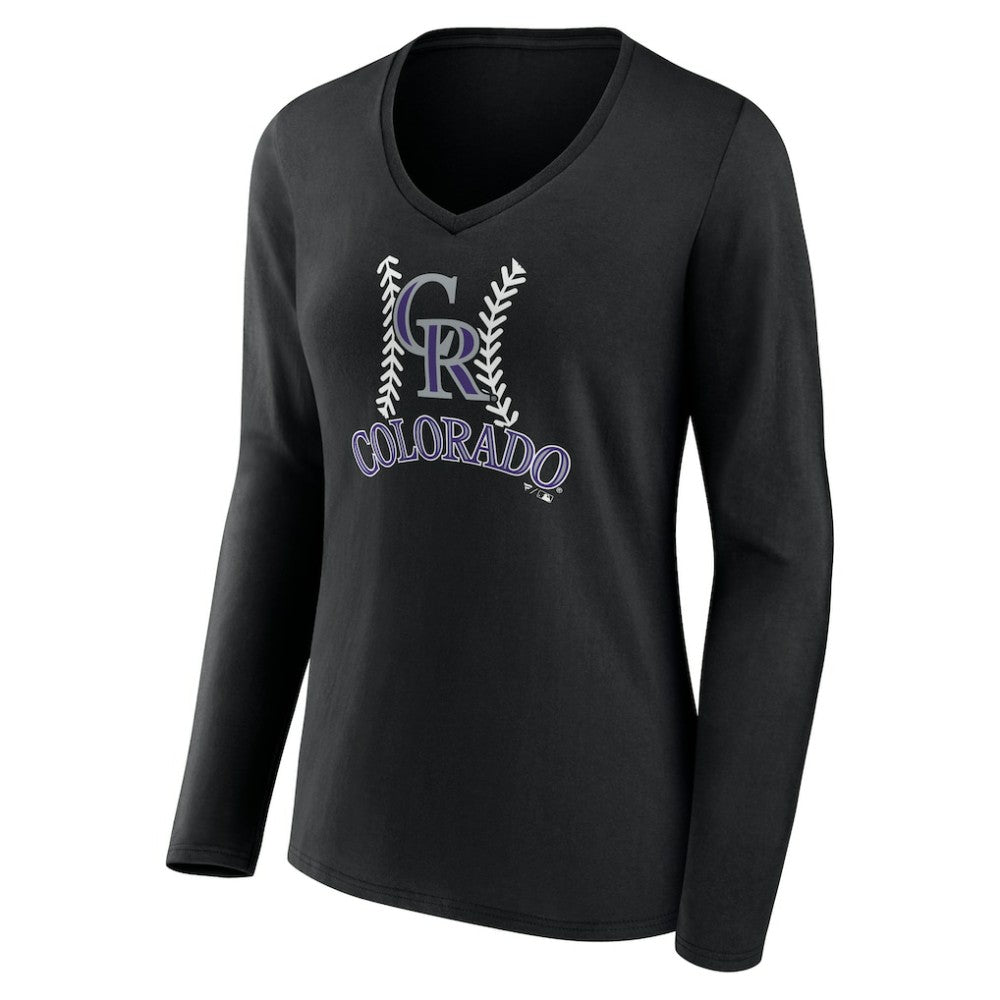 Colorado Rockies Women's Personalized Name & Number Fastball Long Sleeve V-Neck T-Shirt - MLB T-shirts