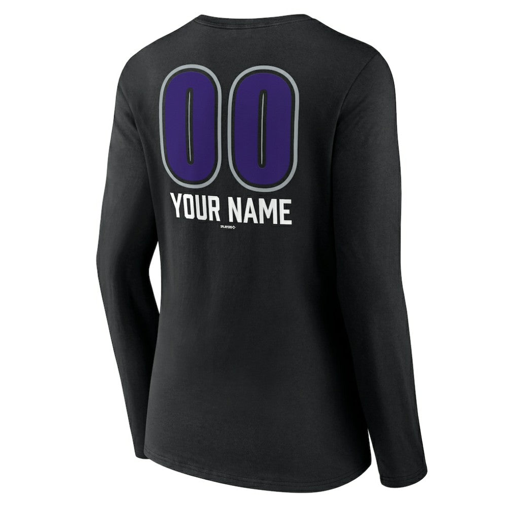 Colorado Rockies Women's Personalized Name & Number Fastball Long Sleeve V-Neck T-Shirt - MLB T-shirts