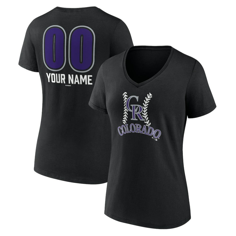 Colorado Rockies Women's Personalized Name & Number Fastball V-Neck T-Shirt - MLB T-shirts