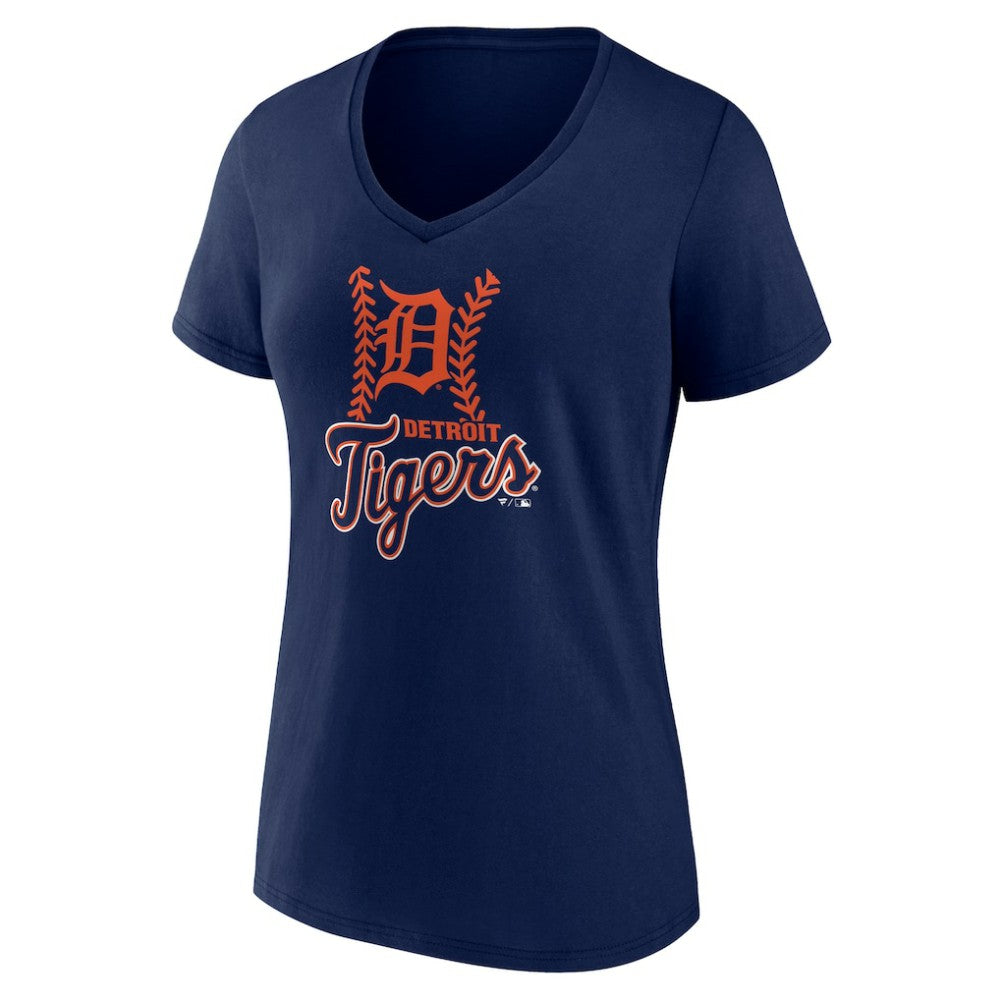 Detroit Tigers Women's Personalized Name & Number Fastball V-Neck T-Shirt - MLB T-shirts