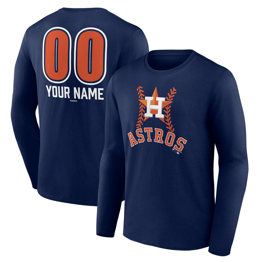 Houston Astros Personalized Name & Number Fastball Long Sleeve T-Shirt - MLB T-shirts