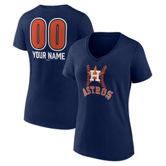 Houston Astros Women's Personalized Name & Number Fastball V-Neck T-Shirt - MLB T-shirts