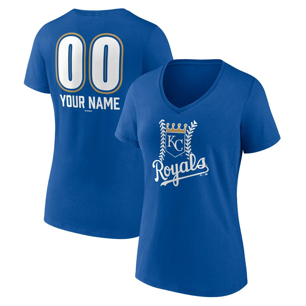 Kansas City Royals Women's Personalized Name & Number Fastball V-Neck T-Shirt - MLB T-shirts