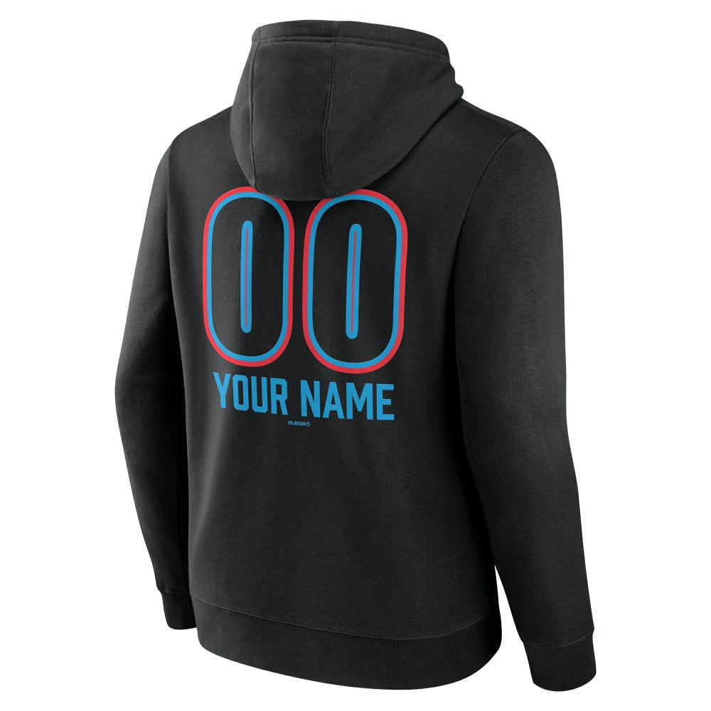 Miami Marlins Personalized Name & Number Fastball Pullover Hoodie - MLB Hoodies