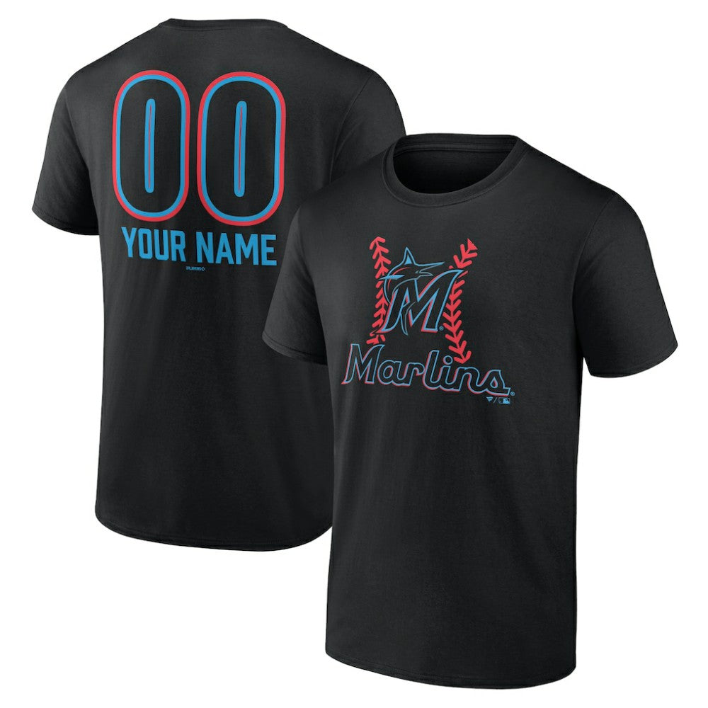 Miami Marlins Personalized Name & Number Fastball T-Shirt - MLB T-shirts