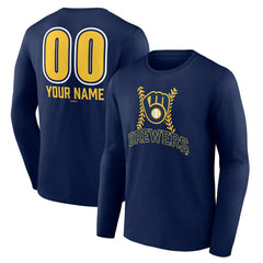 Milwaukee Brewers Personalized Name & Number Fastball Long Sleeve T-Shirt - MLB T-shirts