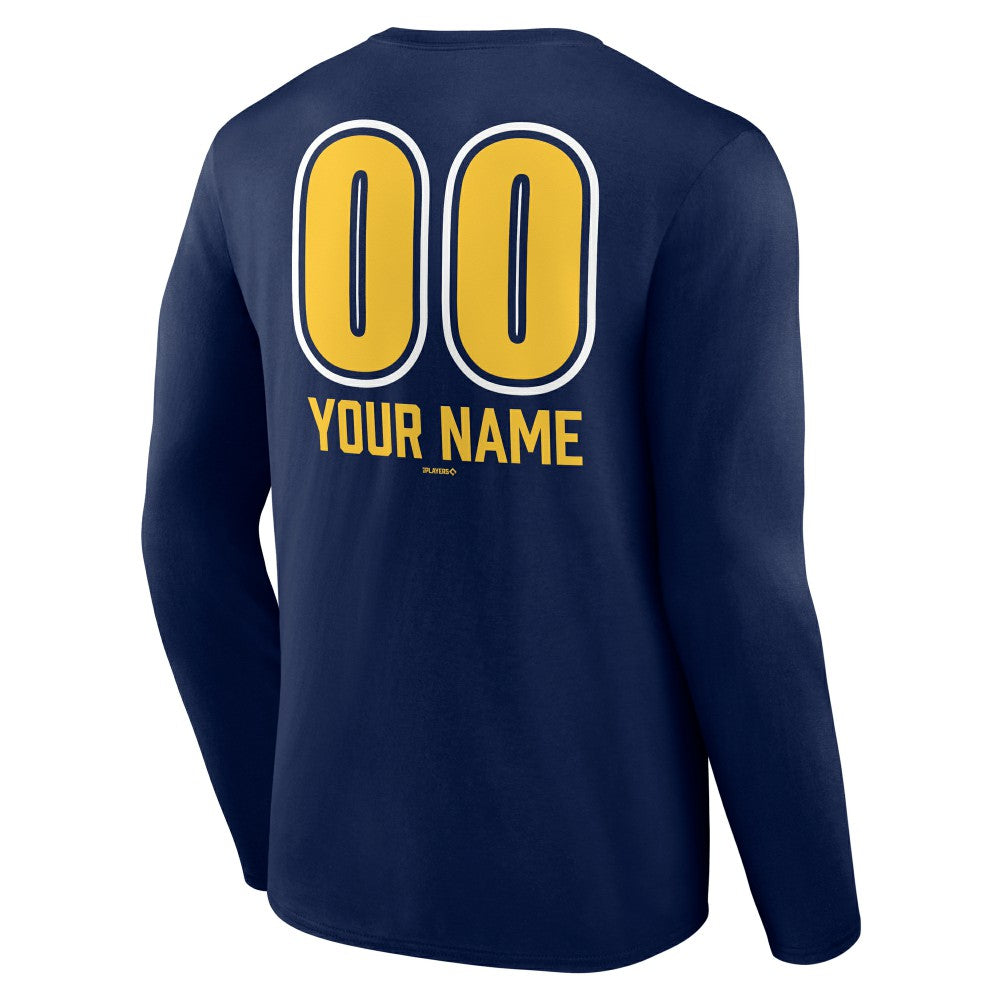 Milwaukee Brewers Personalized Name & Number Fastball Long Sleeve T-Shirt - MLB T-shirts