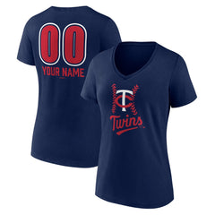 Minnesota Twins Women's Personalized Name & Number Fastball V-Neck T-Shirt - MLB T-shirts