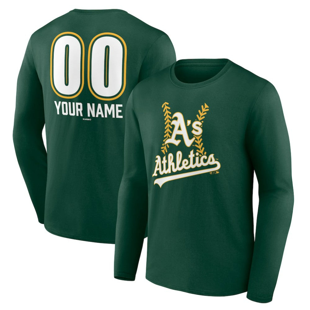 Athletics Personalized Name & Number Fastball Long Sleeve T-Shirt - MLB T-shirts