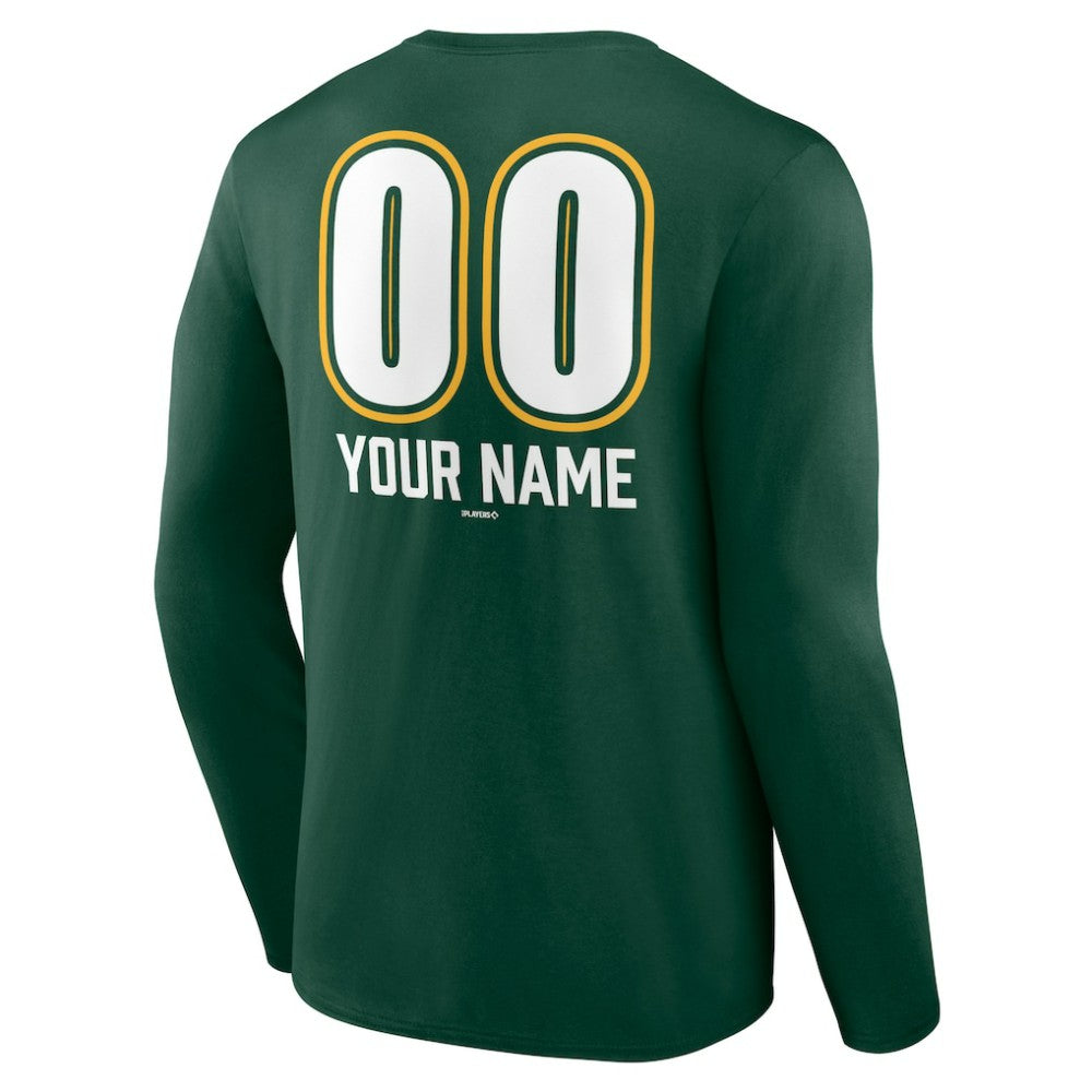 Athletics Personalized Name & Number Fastball Long Sleeve T-Shirt - MLB T-shirts