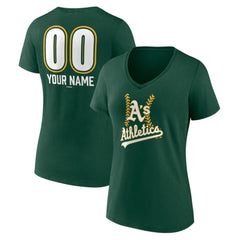 Athletics Women's Personalized Name & Number Fastball V-Neck T-Shirt - MLB T-shirts