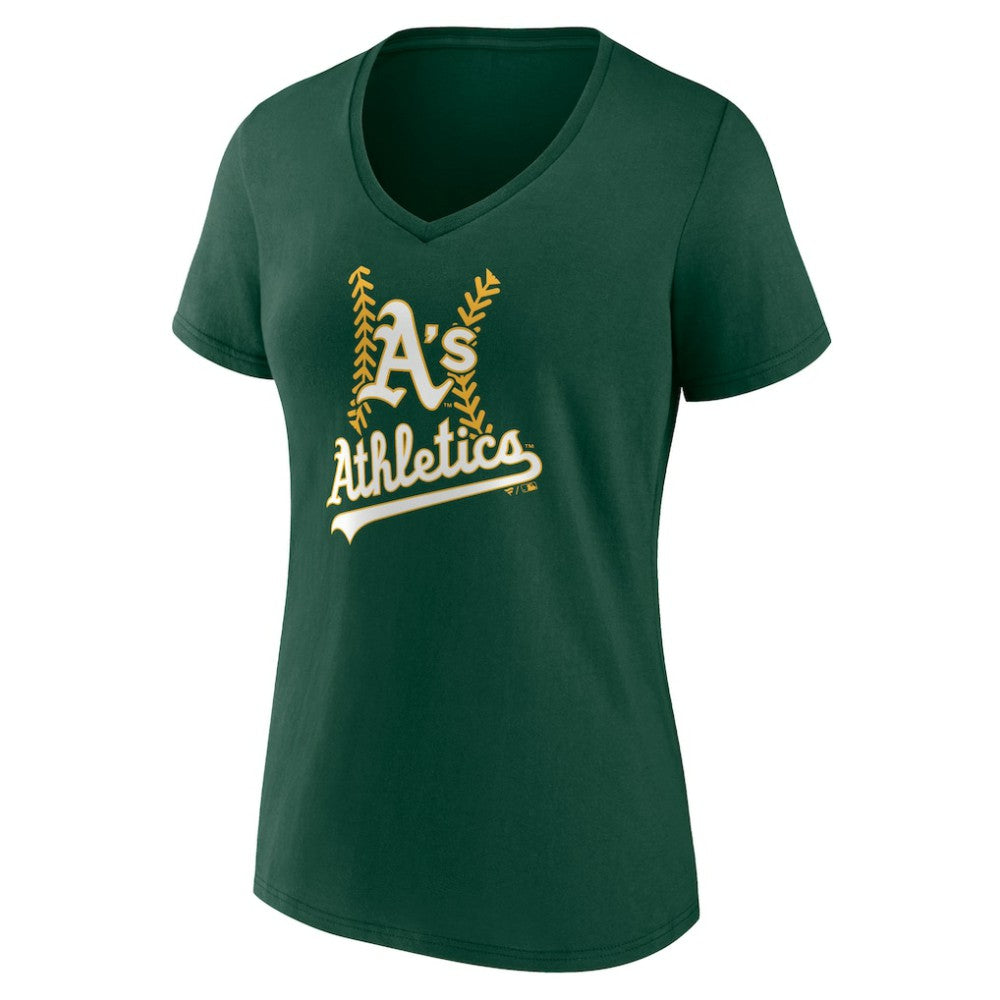 Athletics Women's Personalized Name & Number Fastball V-Neck T-Shirt - MLB T-shirts