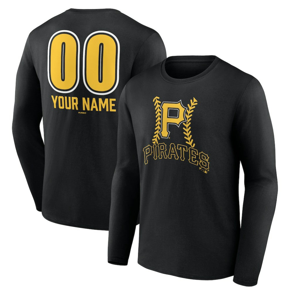 Pittsburgh Pirates Personalized Name & Number Fastball Long Sleeve T-Shirt - MLB T-shirts