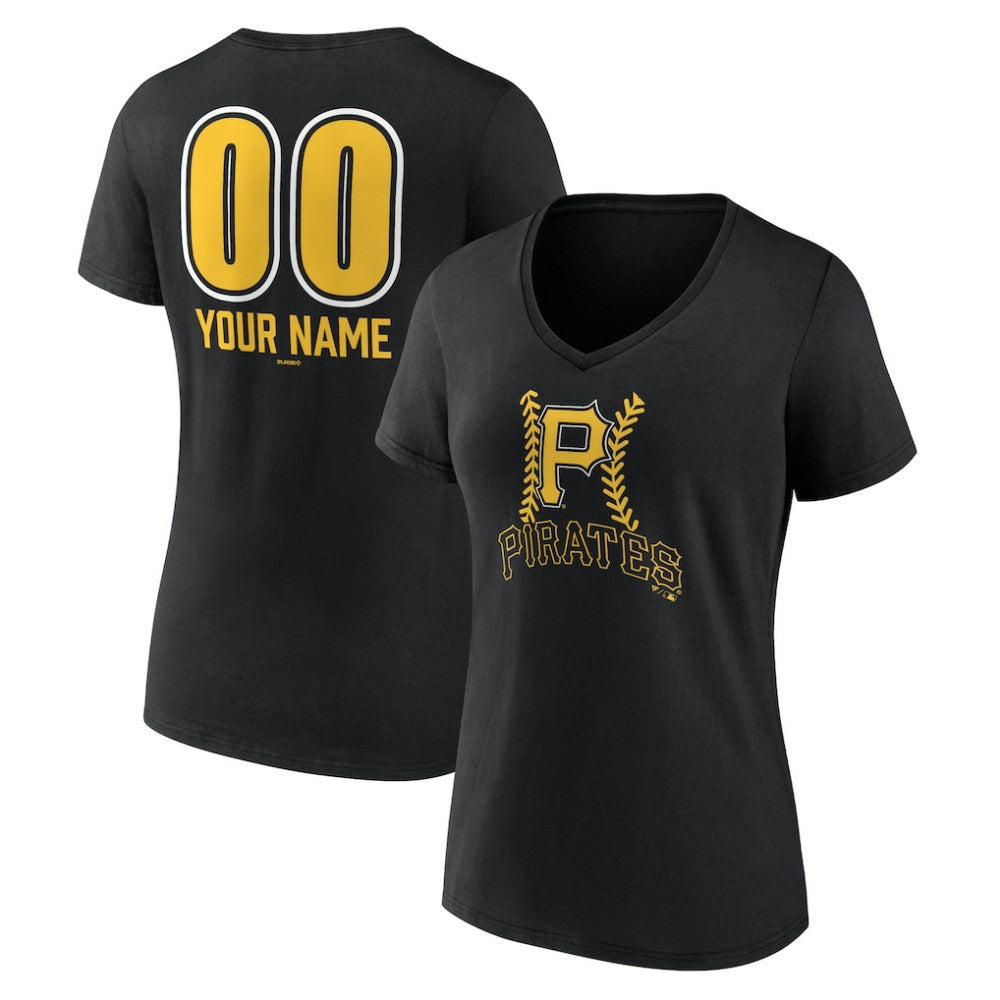 Pittsburgh Pirates Women's Personalized Name & Number Fastball V-Neck T-Shirt - MLB T-shirts