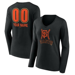 San Francisco Giants Women's Personalized Name & Number Fastball Long Sleeve V-Neck T-Shirt - MLB T-shirts