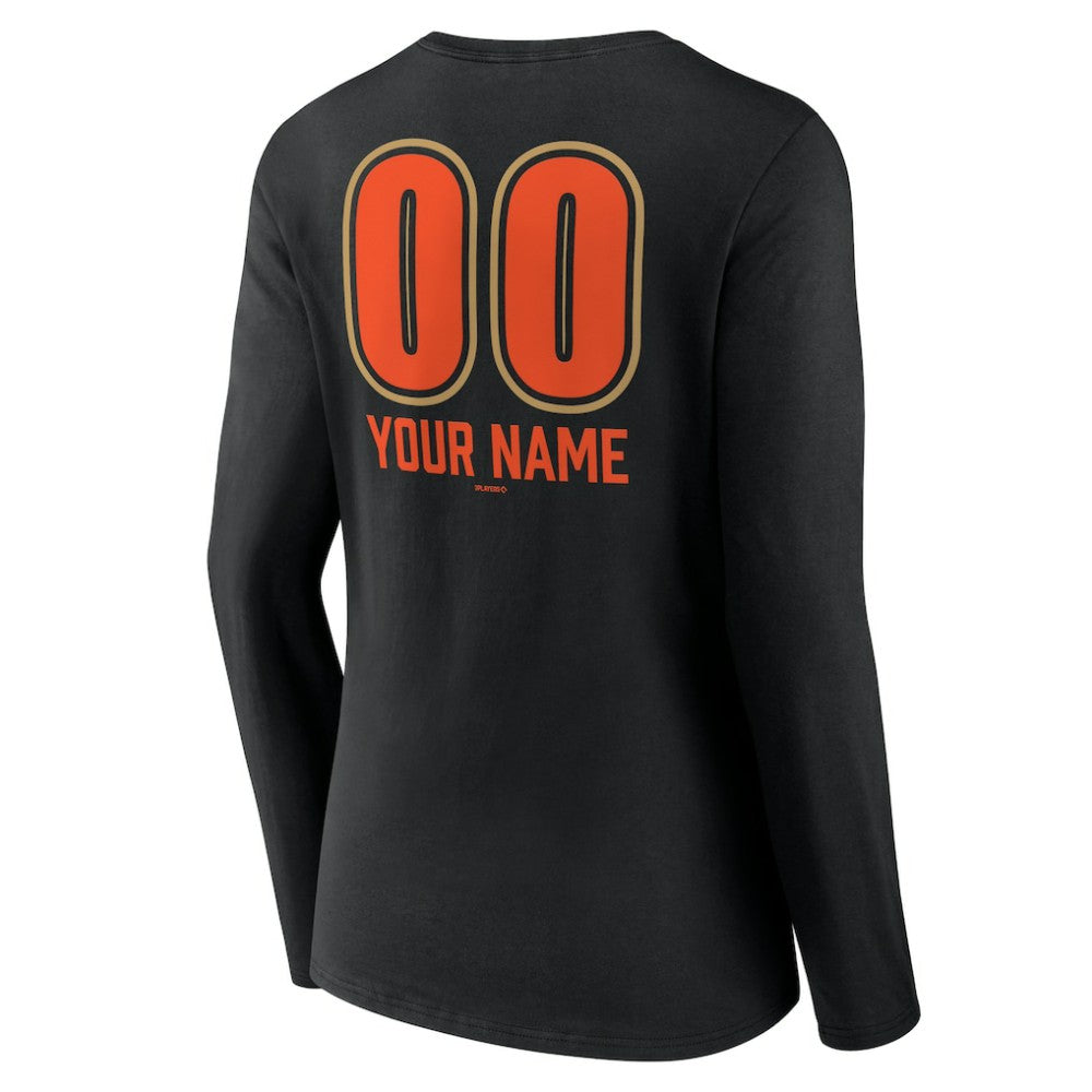 San Francisco Giants Women's Personalized Name & Number Fastball Long Sleeve V-Neck T-Shirt - MLB T-shirts