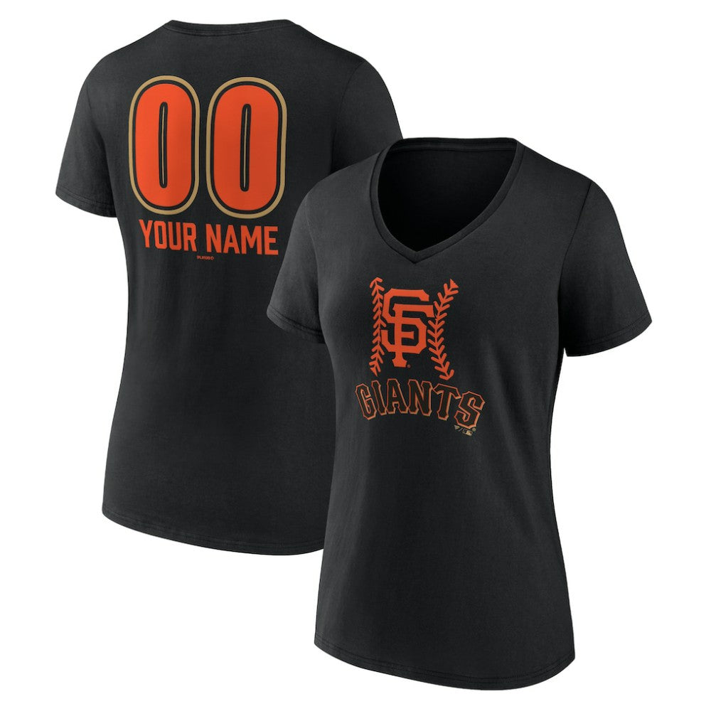 San Francisco Giants Women's Personalized Name & Number Fastball V-Neck T-Shirt - MLB T-shirts