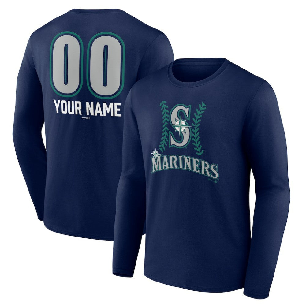 Seattle Mariners Personalized Name & Number Fastball Long Sleeve T-Shirt - MLB T-shirts