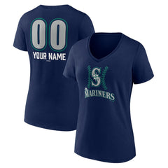Seattle Mariners Women's Personalized Name & Number Fastball V-Neck T-Shirt - MLB T-shirts