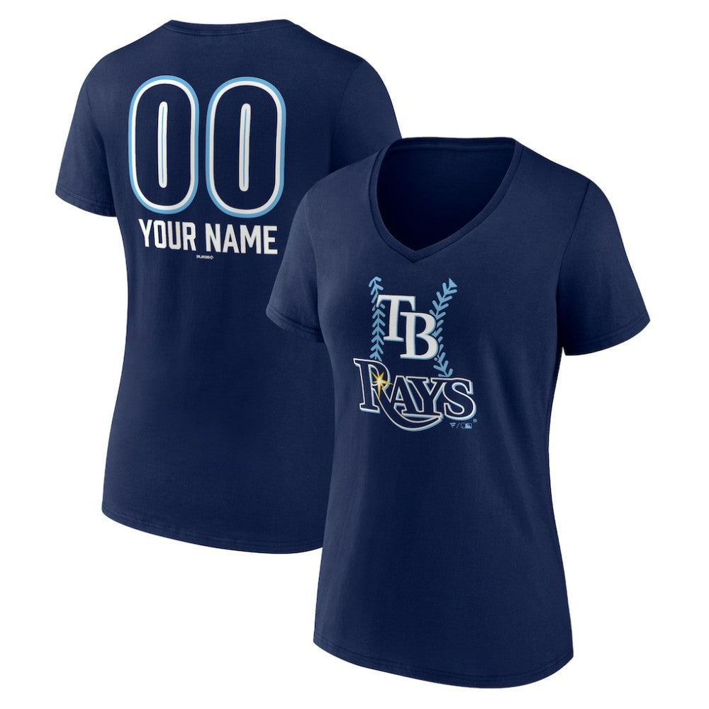 Tampa Bay Rays Women's Personalized Name & Number Fastball V-Neck T-Shirt - MLB T-shirts