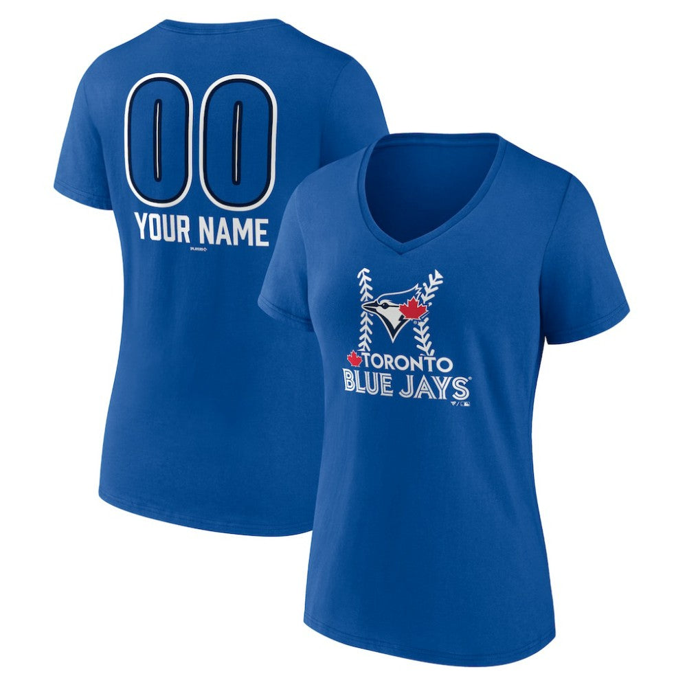 Toronto Blue Jays Women's Personalized Name & Number Fastball V-Neck T-Shirt - MLB T-shirts
