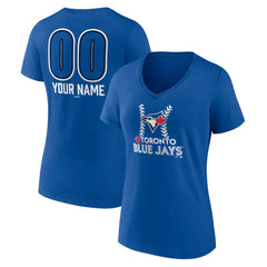 Toronto Blue Jays Women's Personalized Name & Number Fastball V-Neck T-Shirt - MLB T-shirts