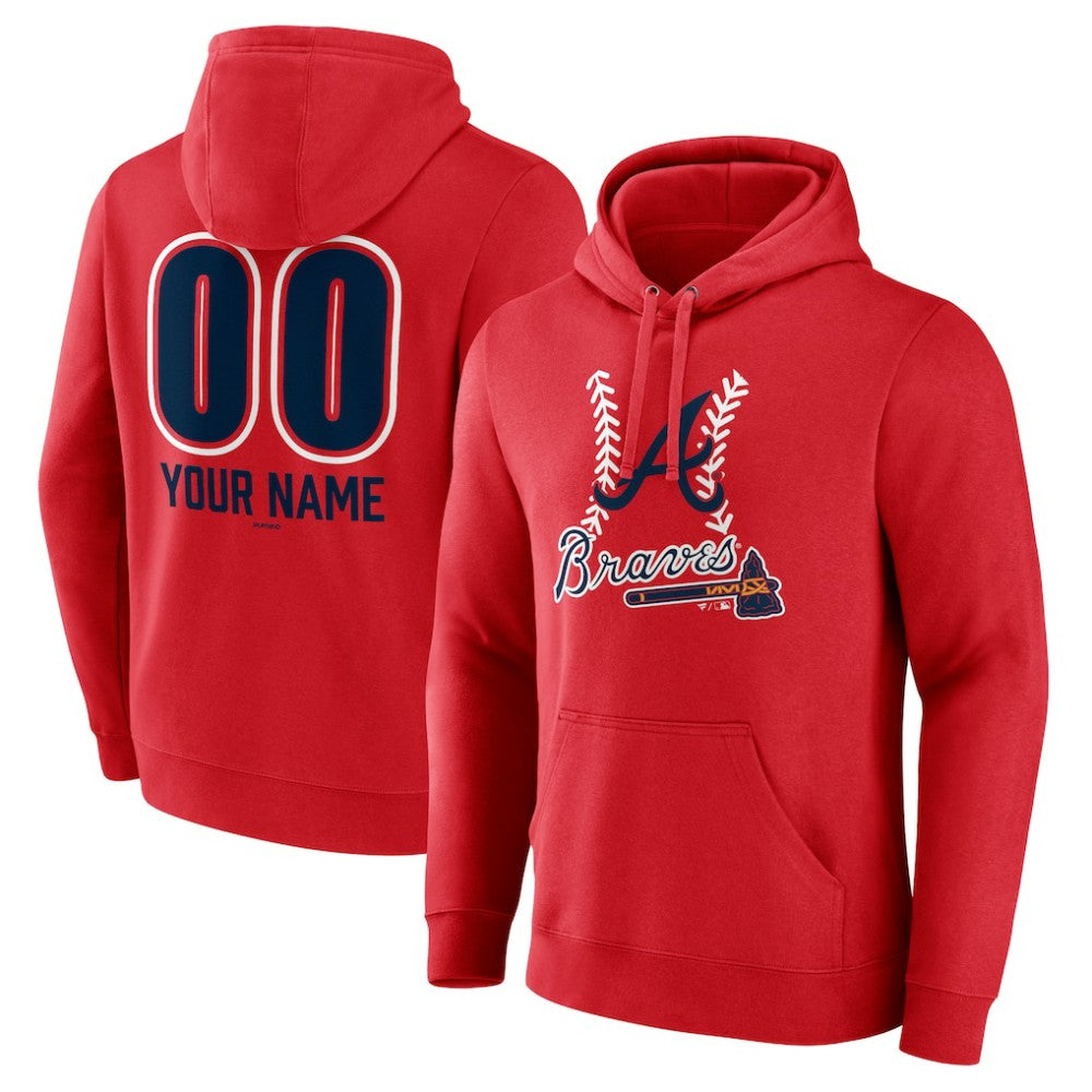 Atlanta Braves Personalized Name & Number Fastball Pullover Hoodie - MLB Hoodies