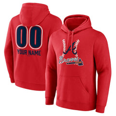 Atlanta Braves Personalized Name & Number Fastball Pullover Hoodie - MLB Hoodies