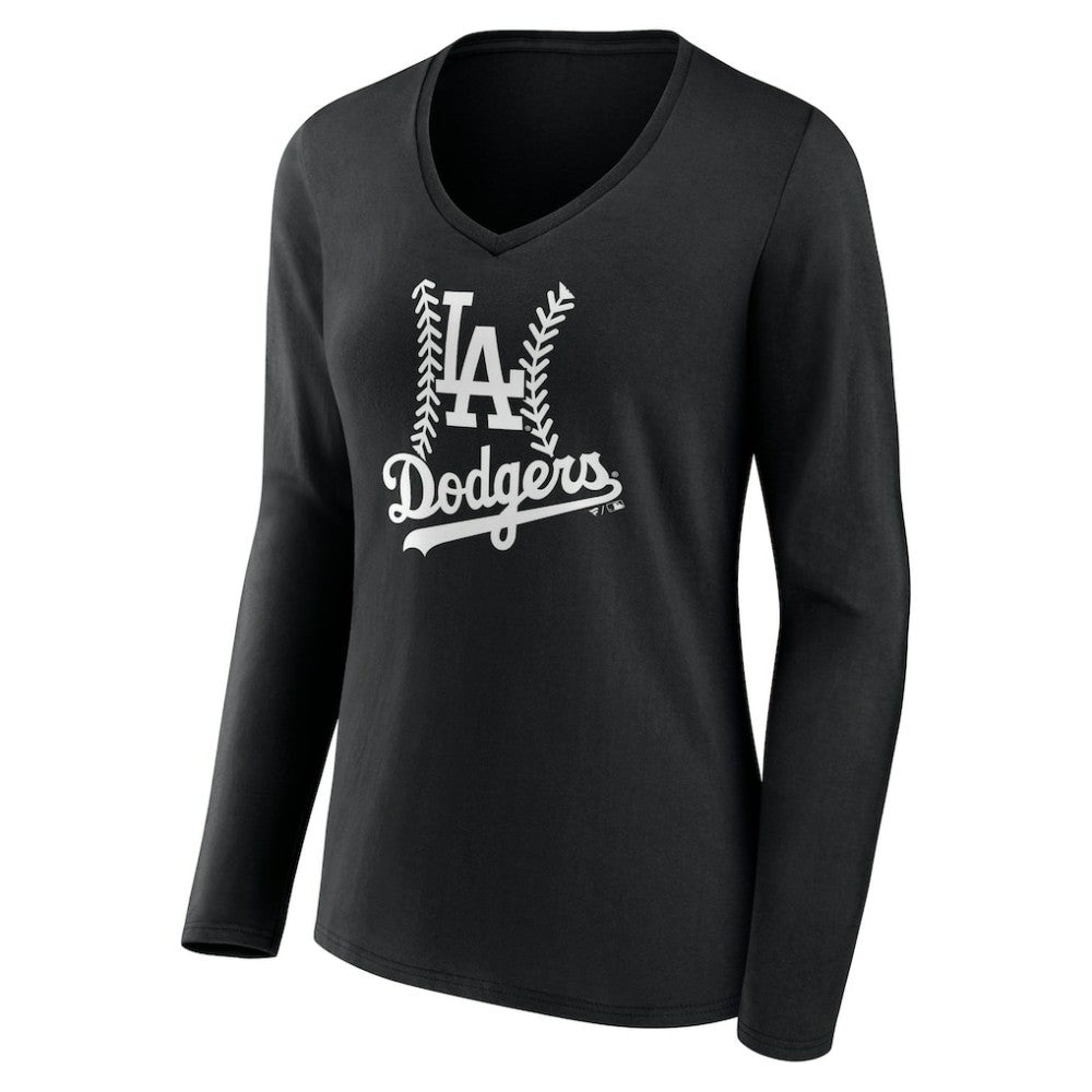 Los Angeles Dodgers Women's Personalized Name & Number Fastball Long Sleeve V-Neck T-Shirt - MLB T-shirts