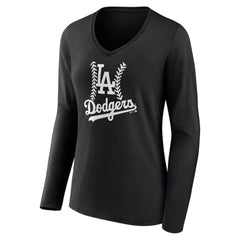 Los Angeles Dodgers Women's Personalized Name & Number Fastball Long Sleeve V-Neck T-Shirt - MLB T-shirts