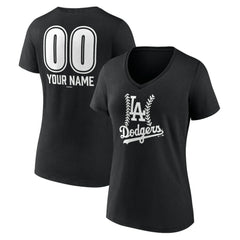 Los Angeles Dodgers Women's Personalized Name & Number Fastball V-Neck T-Shirt - MLB T-shirts