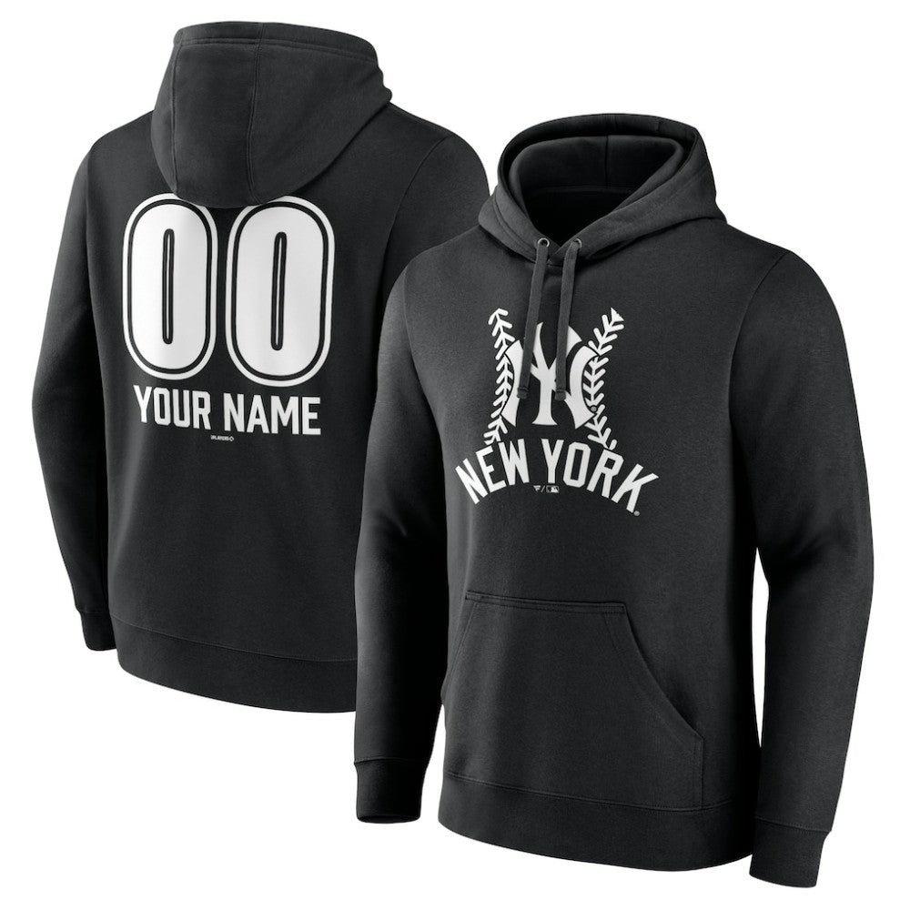 New York Yankees Personalized Name & Number Fastball Pullover Hoodie - MLB Hoodies