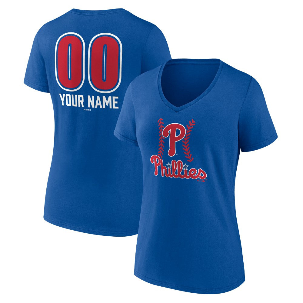 Philadelphia Phillies Women's Personalized Name & Number Fastball V-Neck T-Shirt - MLB T-shirts