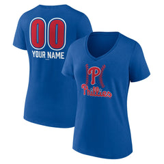 Philadelphia Phillies Women's Personalized Name & Number Fastball V-Neck T-Shirt - MLB T-shirts