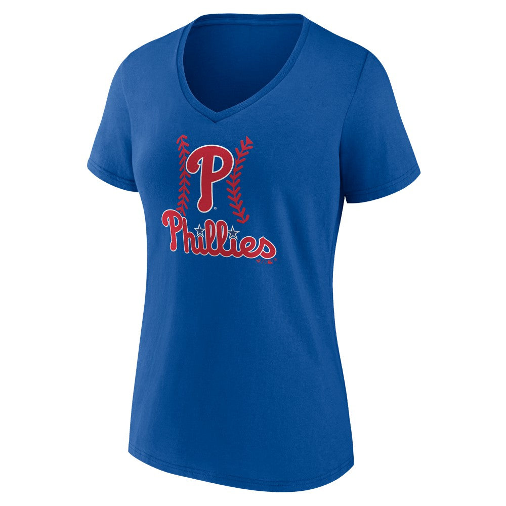 Philadelphia Phillies Women's Personalized Name & Number Fastball V-Neck T-Shirt - MLB T-shirts