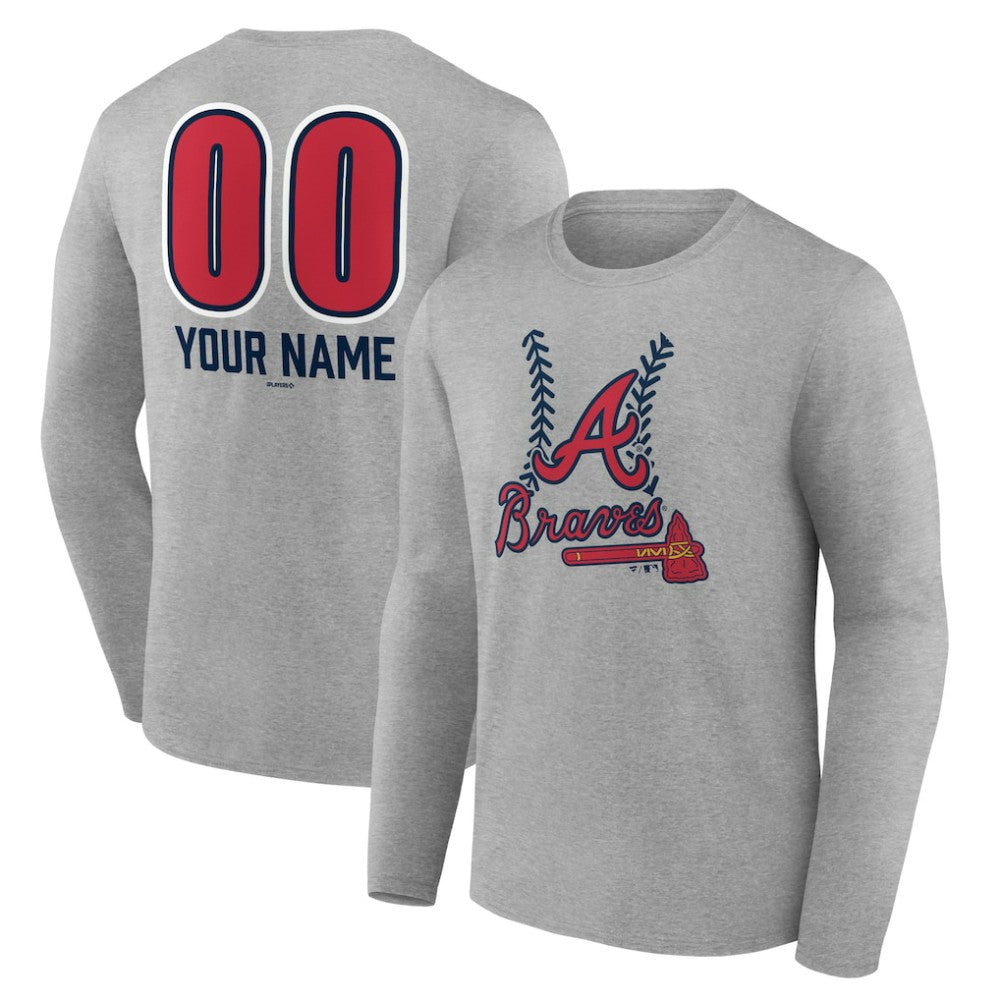 Atlanta Braves Personalized Name & Number Fastball Long Sleeve T-Shirt - MLB T-shirts