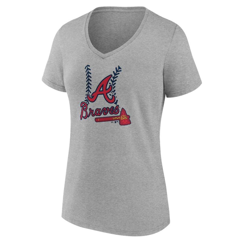 Atlanta Braves Women's Personalized Name & Number Fastball V-Neck T-Shirt - MLB T-shirts