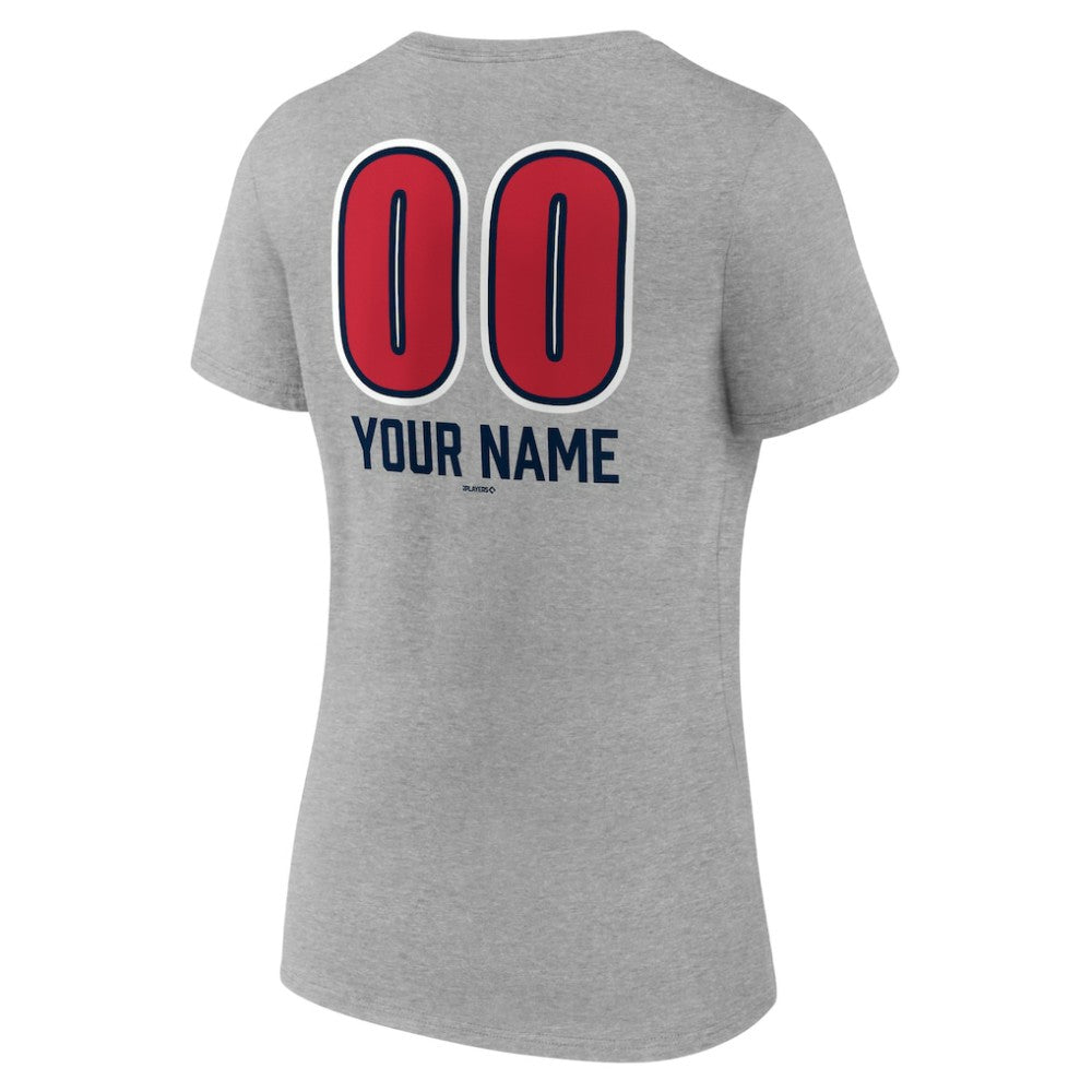Atlanta Braves Women's Personalized Name & Number Fastball V-Neck T-Shirt - MLB T-shirts