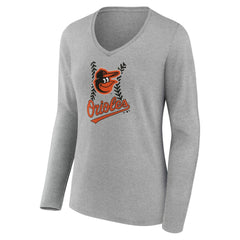 Baltimore Orioles Women's Personalized Name & Number Fastball Long Sleeve V-Neck T-Shirt - MLB T-shirts
