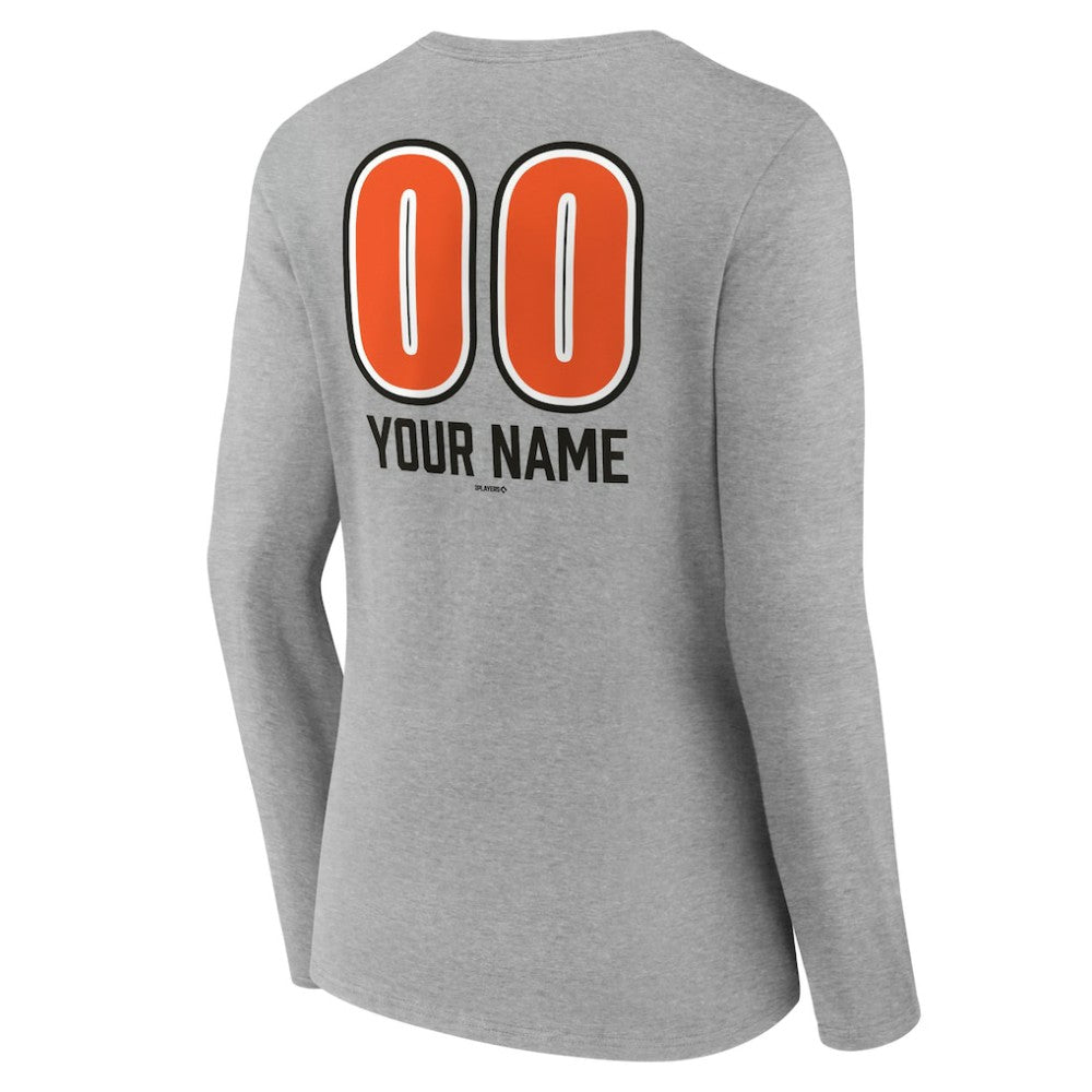 Baltimore Orioles Women's Personalized Name & Number Fastball Long Sleeve V-Neck T-Shirt - MLB T-shirts