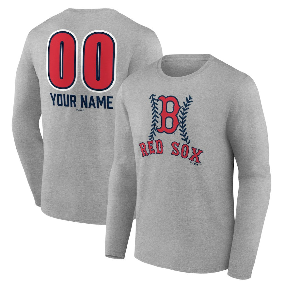 Boston Red Sox Personalized Name & Number Fastball Long Sleeve T-Shirt - MLB T-shirts