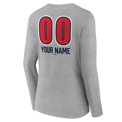 Boston Red Sox Women's Personalized Name & Number Fastball Long Sleeve V-Neck T-Shirt - MLB T-shirts