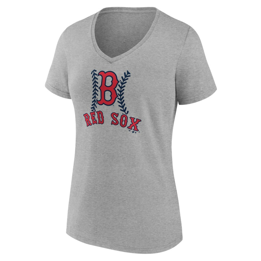 Boston Red Sox Women's Personalized Name & Number Fastball V-Neck T-Shirt - MLB T-shirts